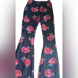 These flared cut pants with rose and floral details are comfy and are from Rue21